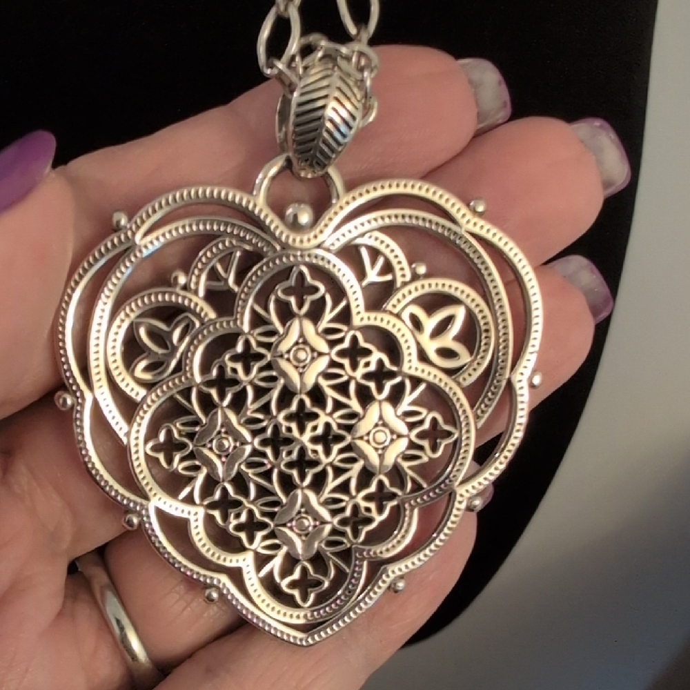 Brighton Silver Filigree Heart Pendant Necklace - Picture 4 of 6